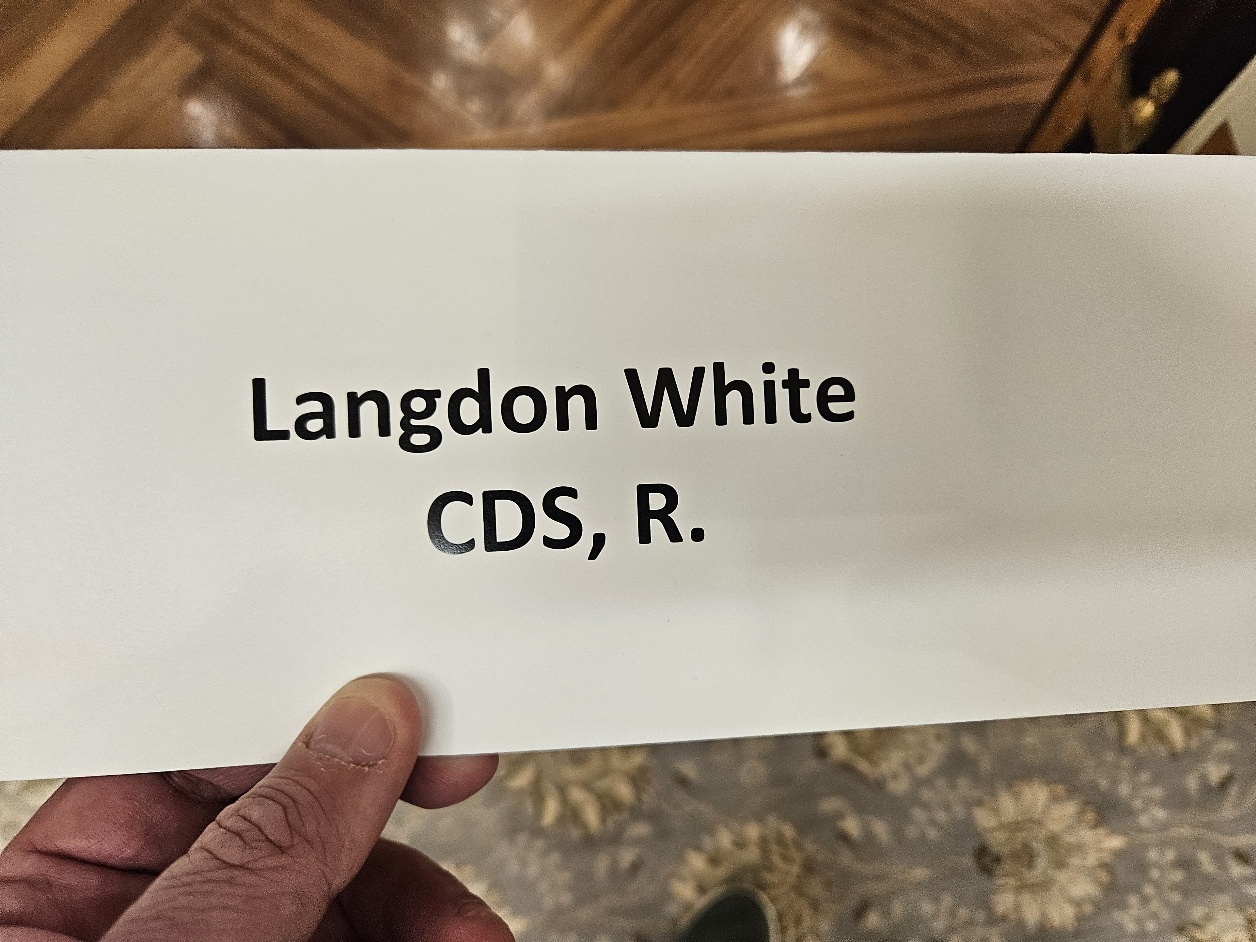 Officially on Faculty Council — tent card and everything